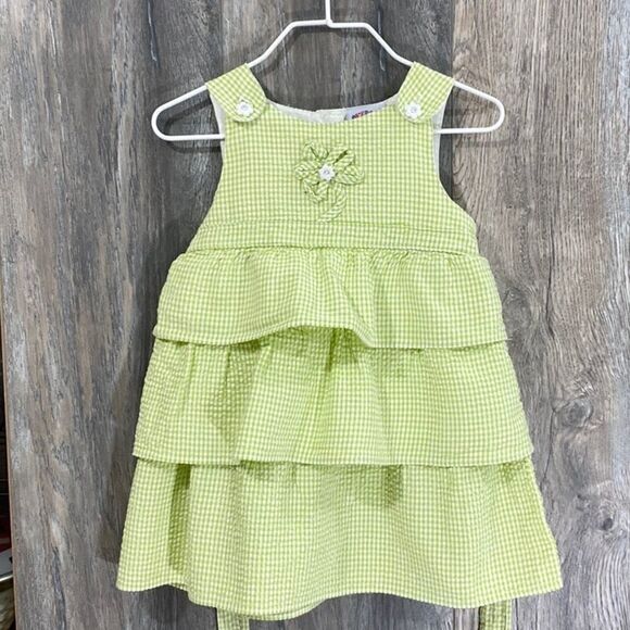 Lime Seersucker Layered Hem Dress • 18M - Picture 2 of 6